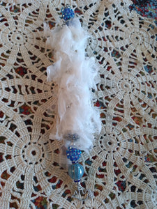 Bead Dangle--Dove Charm and Blue Top Bead