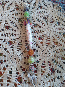 Fairy Dangle--Zebra Charm and Large Silver Top Bead
