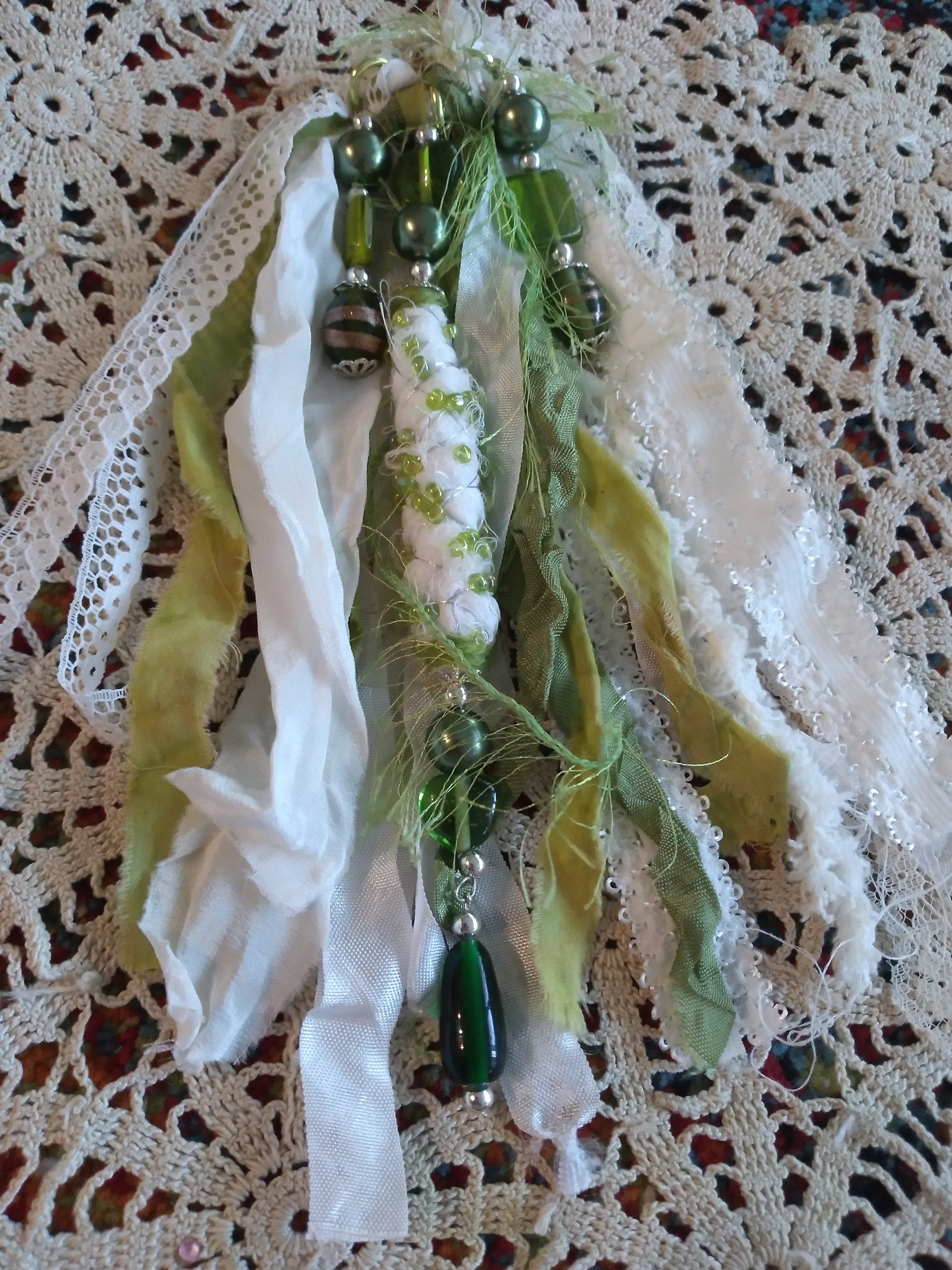 Beaded Spine Dangle in Green