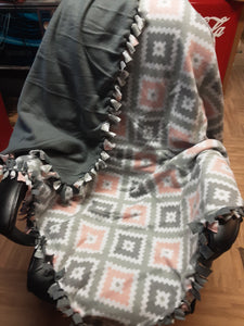 Beautiful Peach and Gray Tied Blanket