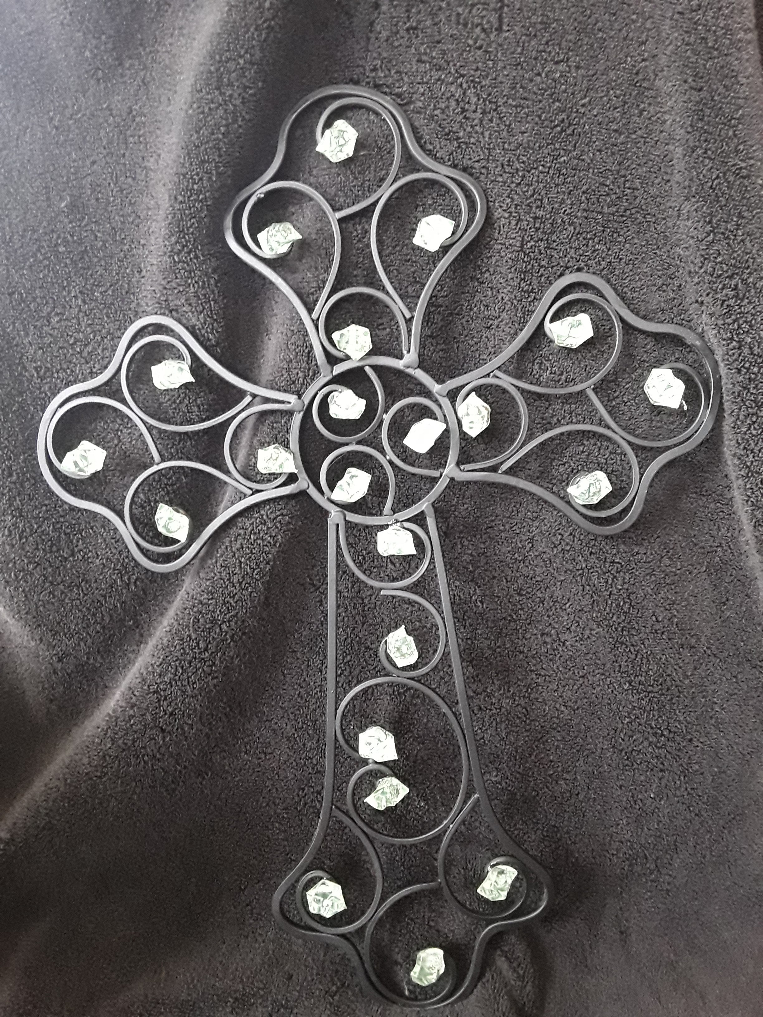 Beaded Cross Embellished in Lime Green