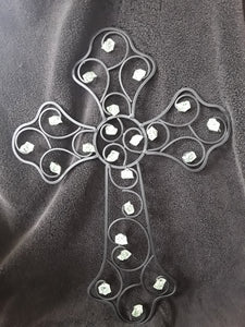Beaded Cross Embellished in Lime Green