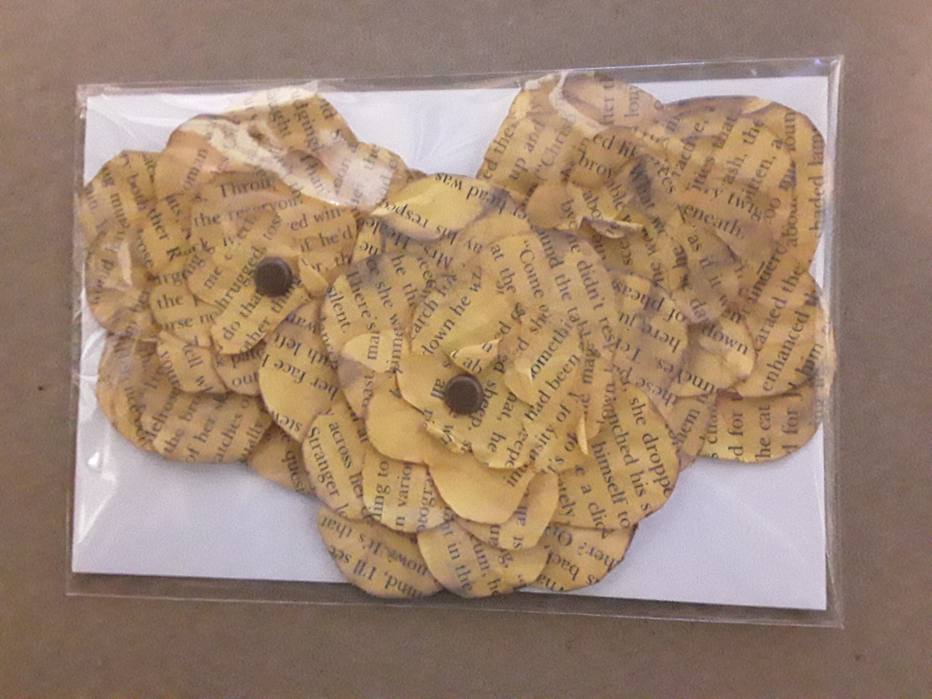 Hand-Cut Book Page Flowers--Shades of Yellow