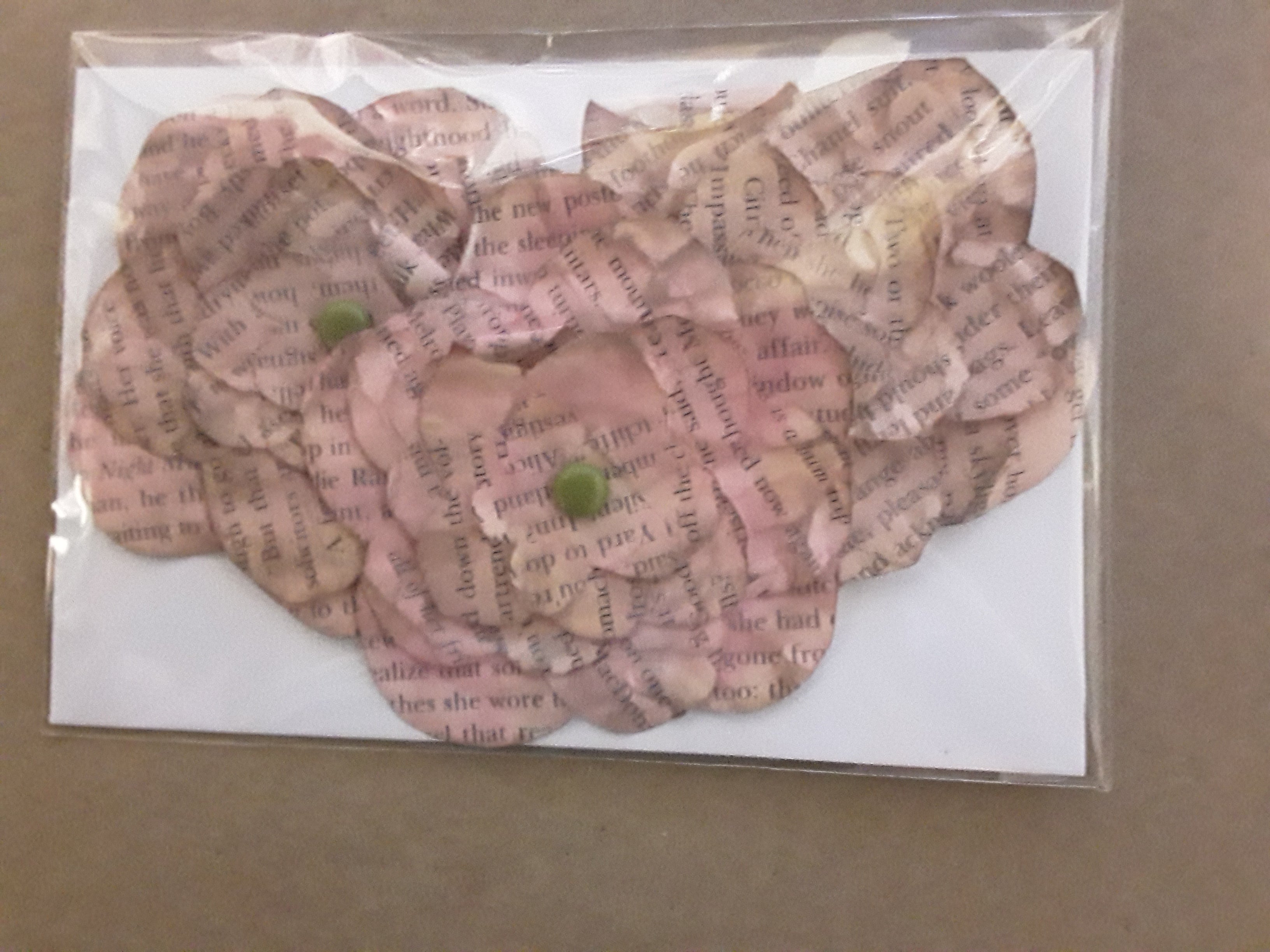 Hand-Cut Book Page Flowers--Shades of Pink