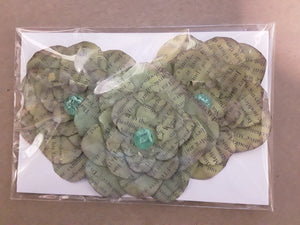 Hand-Cut Book Page Flowers--Shades of Green