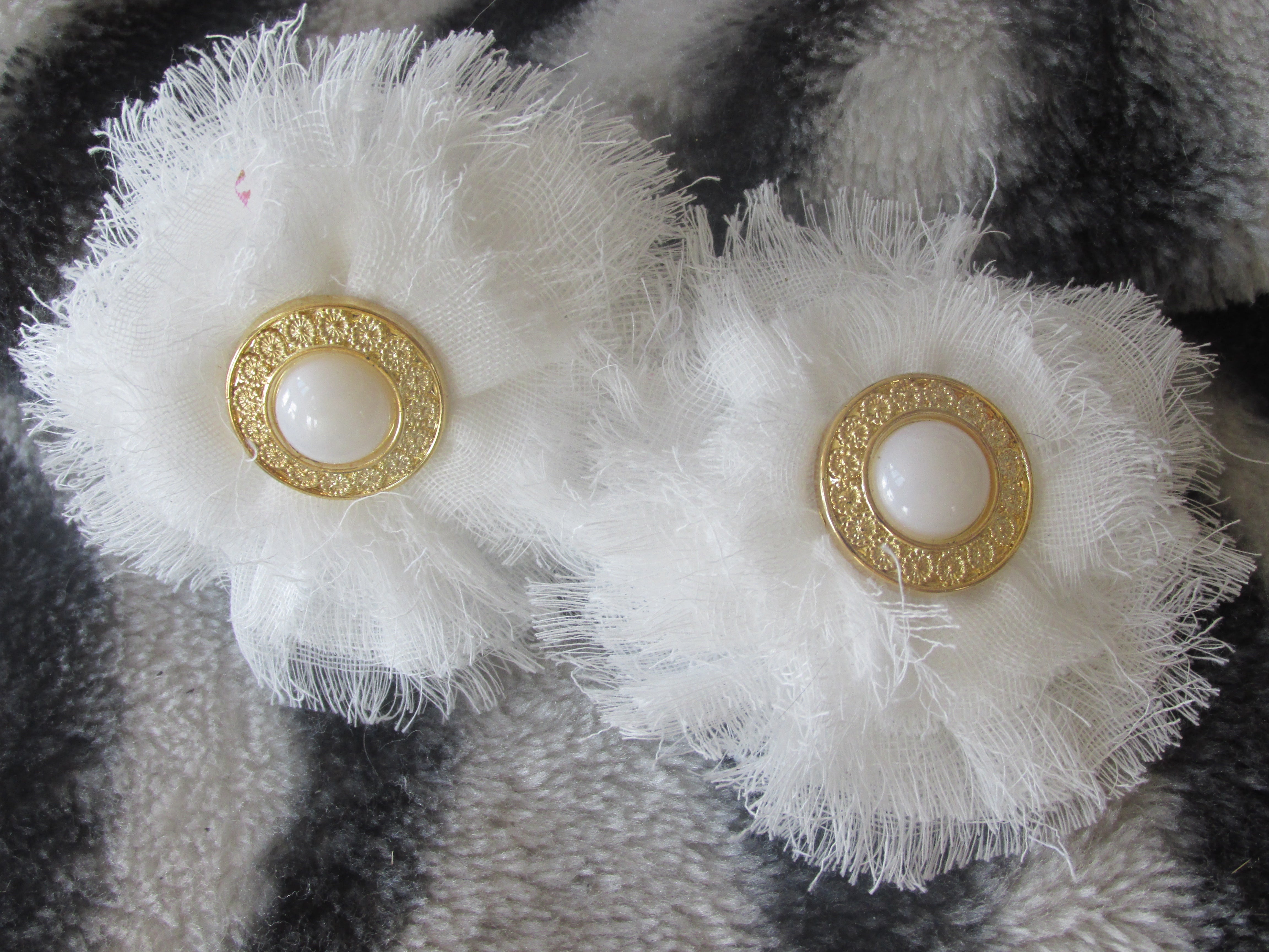 Pair of Shabby Chic Cheesecloth Flowers