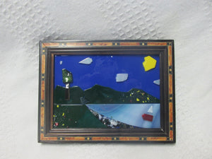 Fused Glass Framed Lake Scene