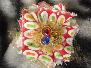 Handmade Fabric and Tulle Flower--Red