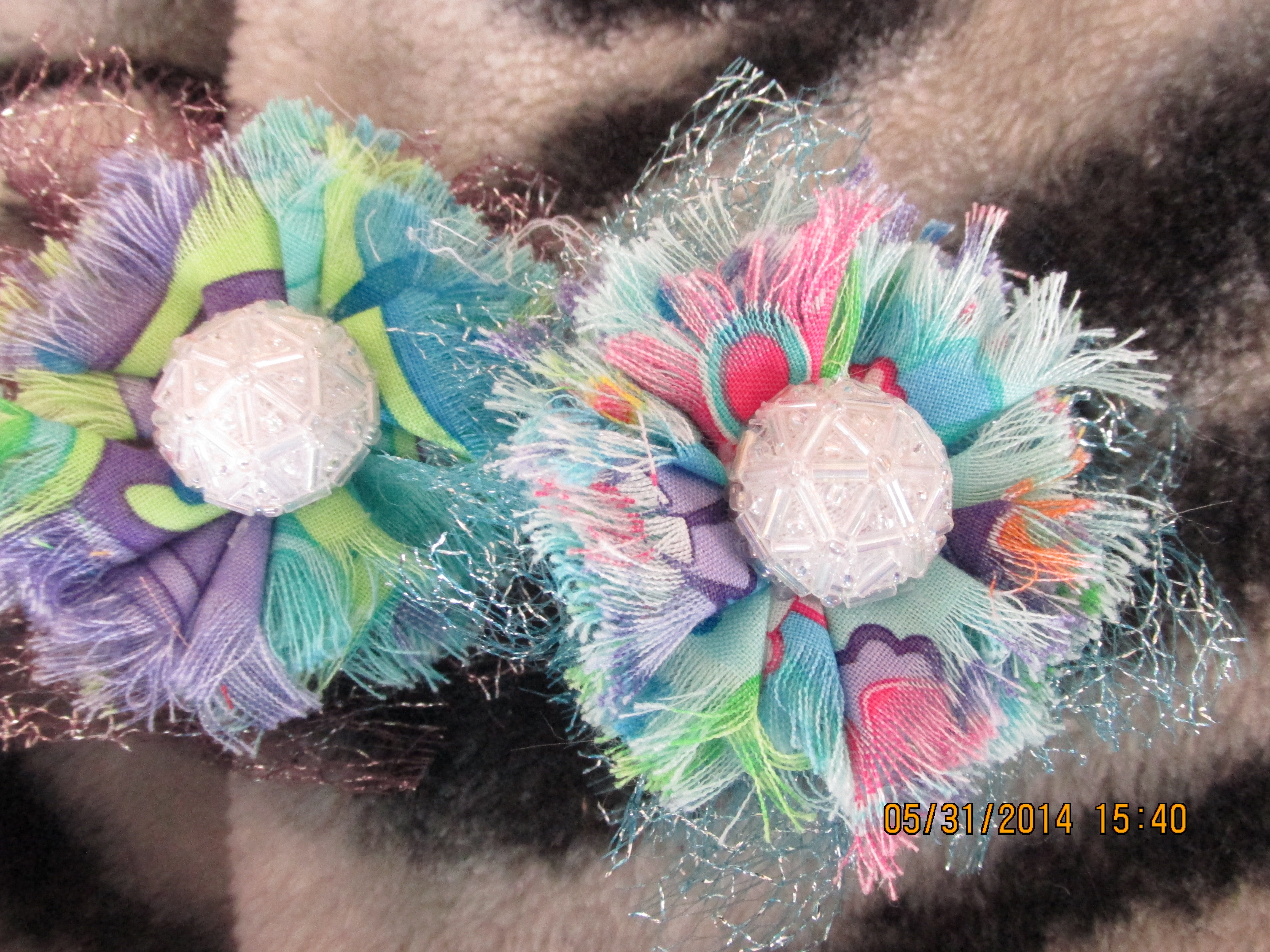 Handmade Fabric and Tulle Flowers--Multi Colors