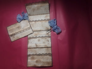 Three Pocket Folded Book Page--Set of 2--with Blue Ribbon Paperclips