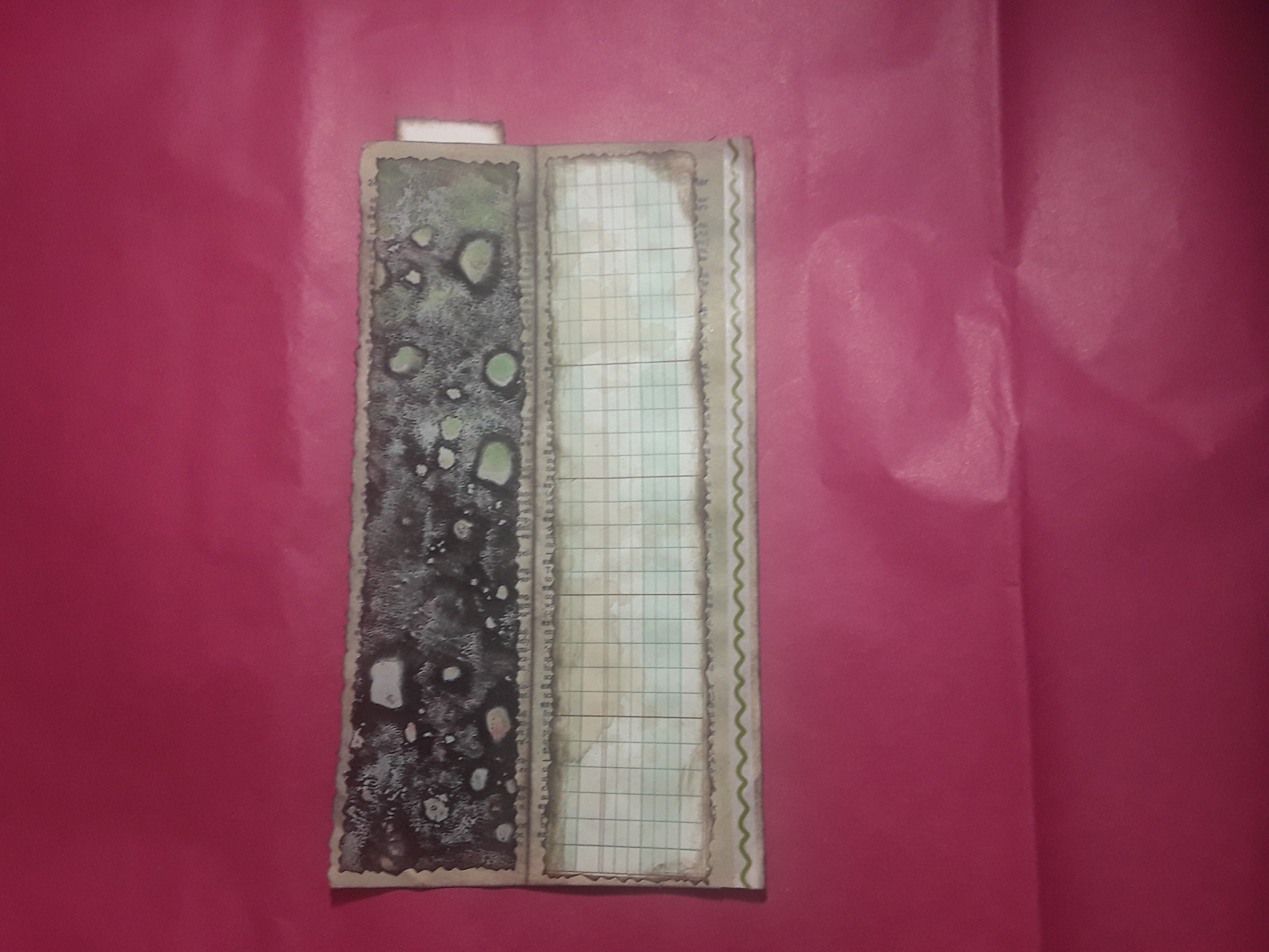 Book Page Stacked Pocket--Green with Green Wavy Washi Tape