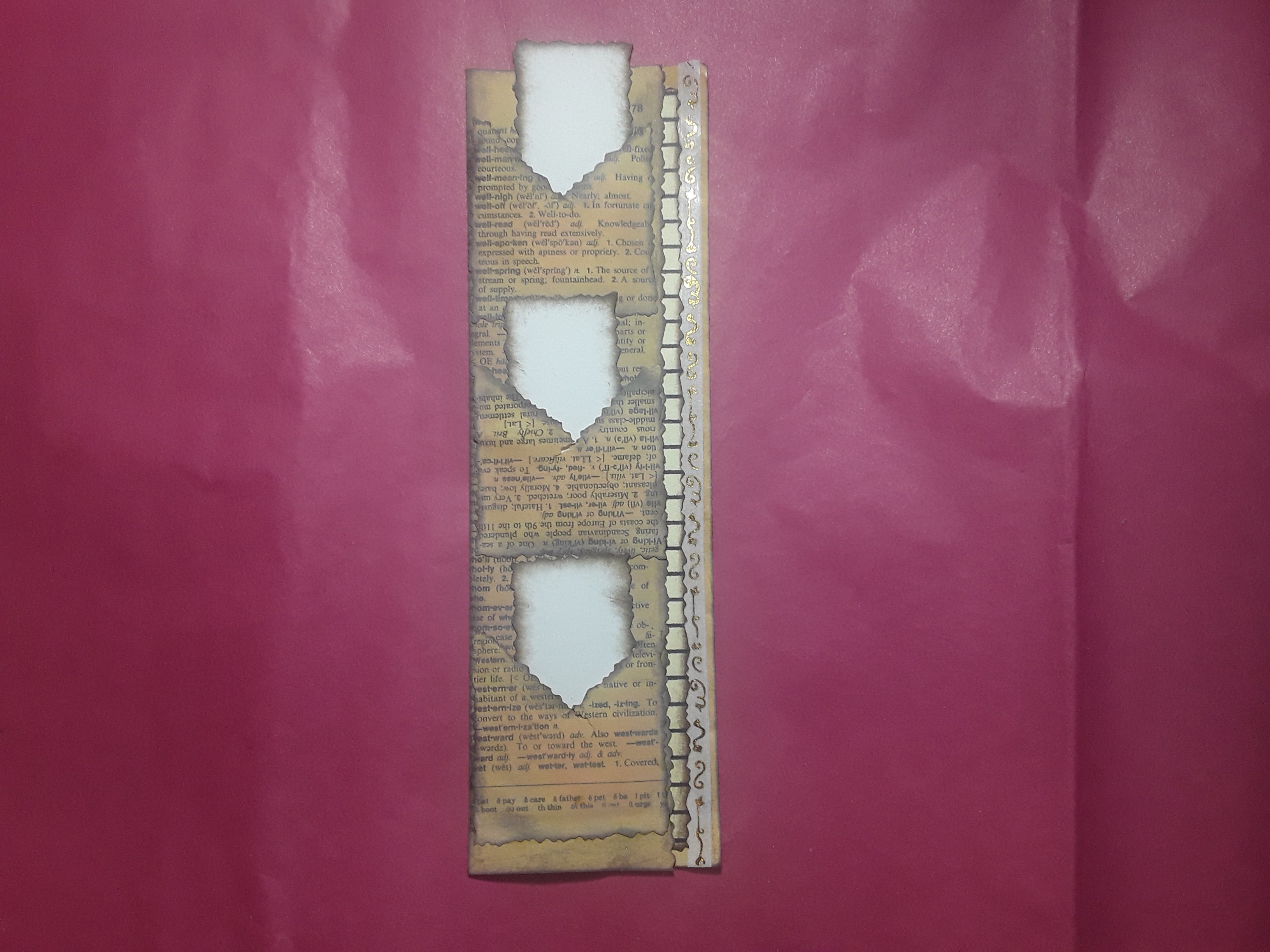 Book Page Stacked Pocket-Yellow with White and Gold Washi Tape