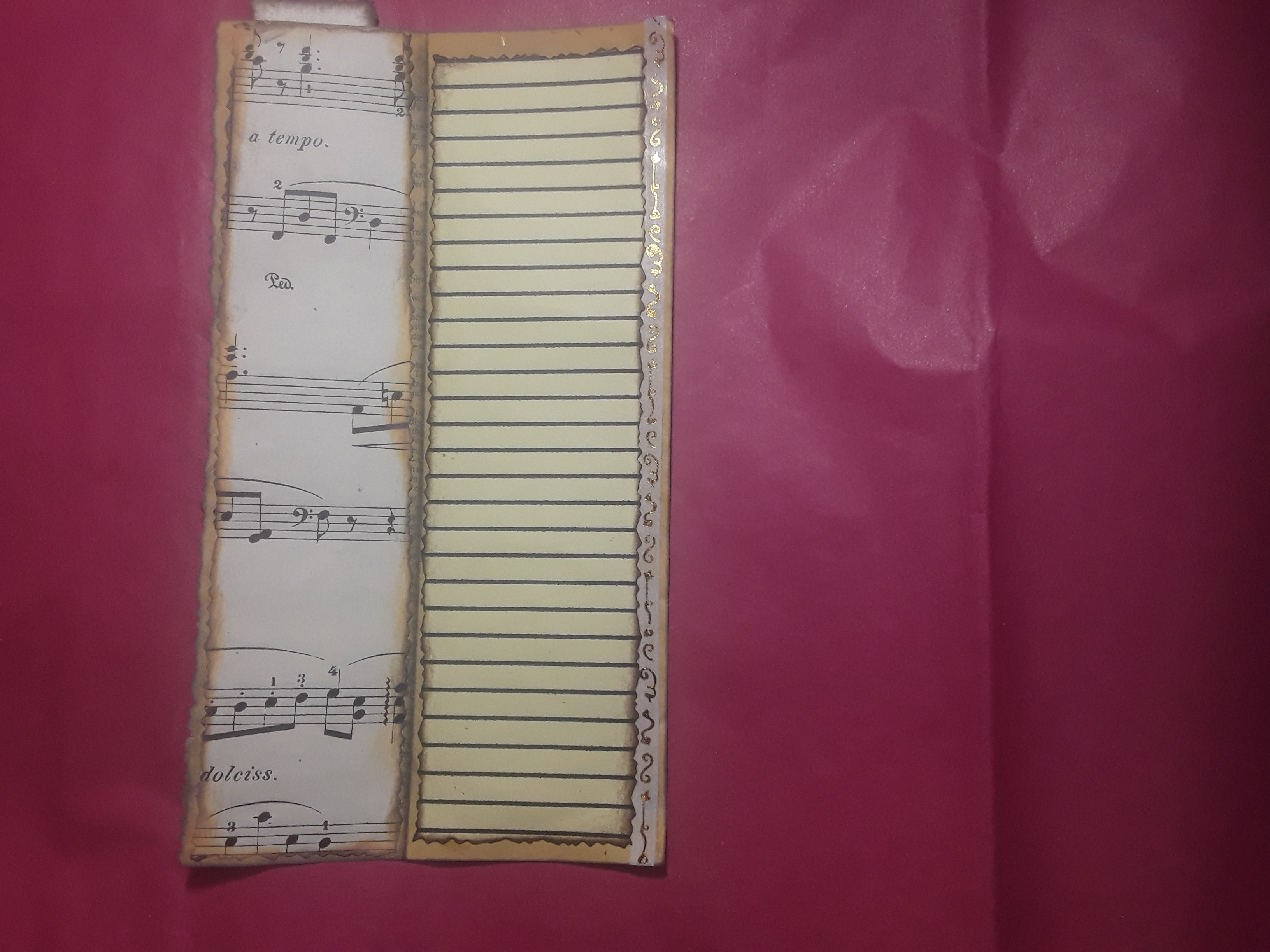 Book Page Stacked Pocket-Yellow with White and Gold Washi Tape