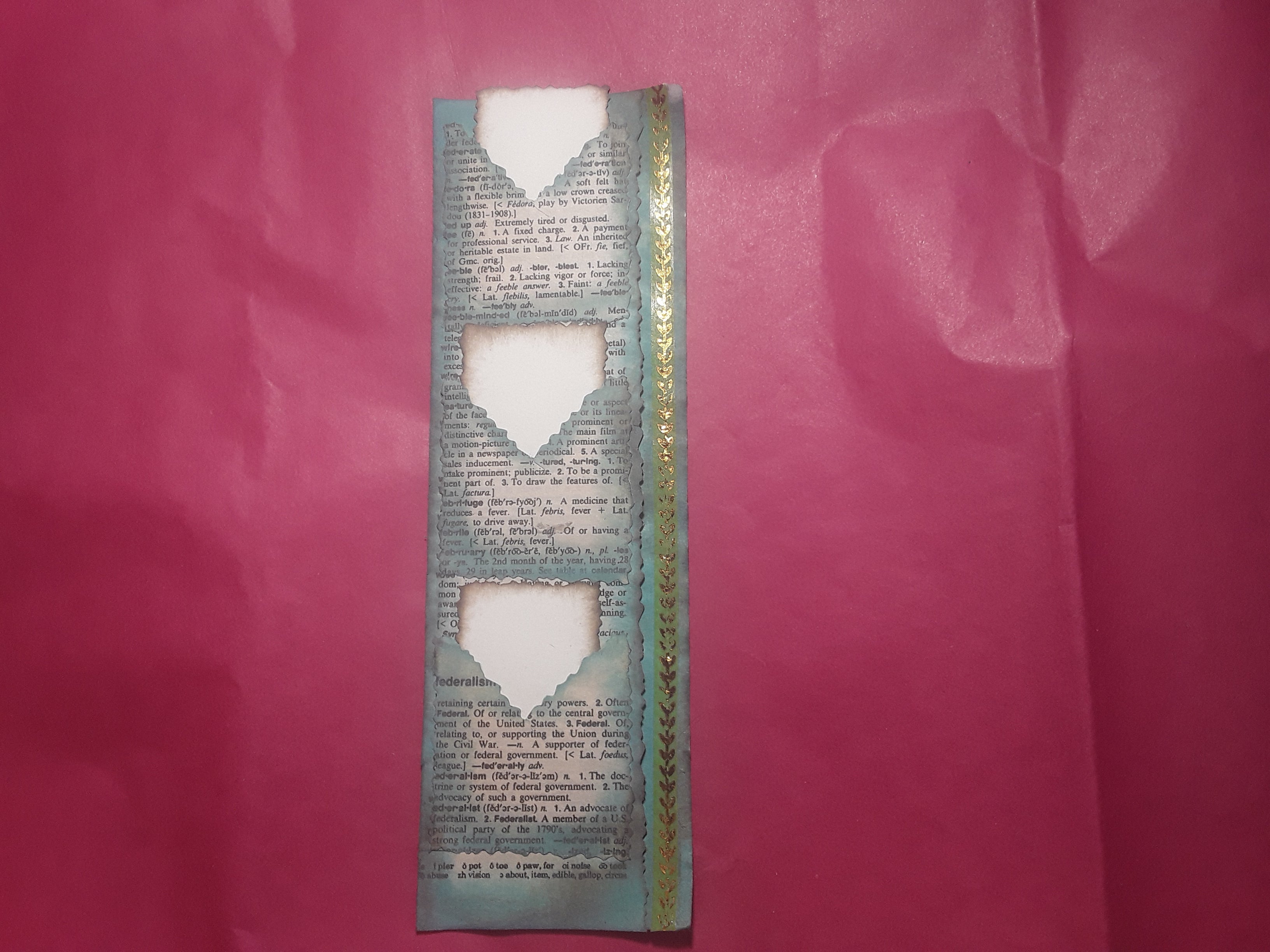 Book Page Stacked Pocket-Teal with Teal and Green Leaf Washi Tape