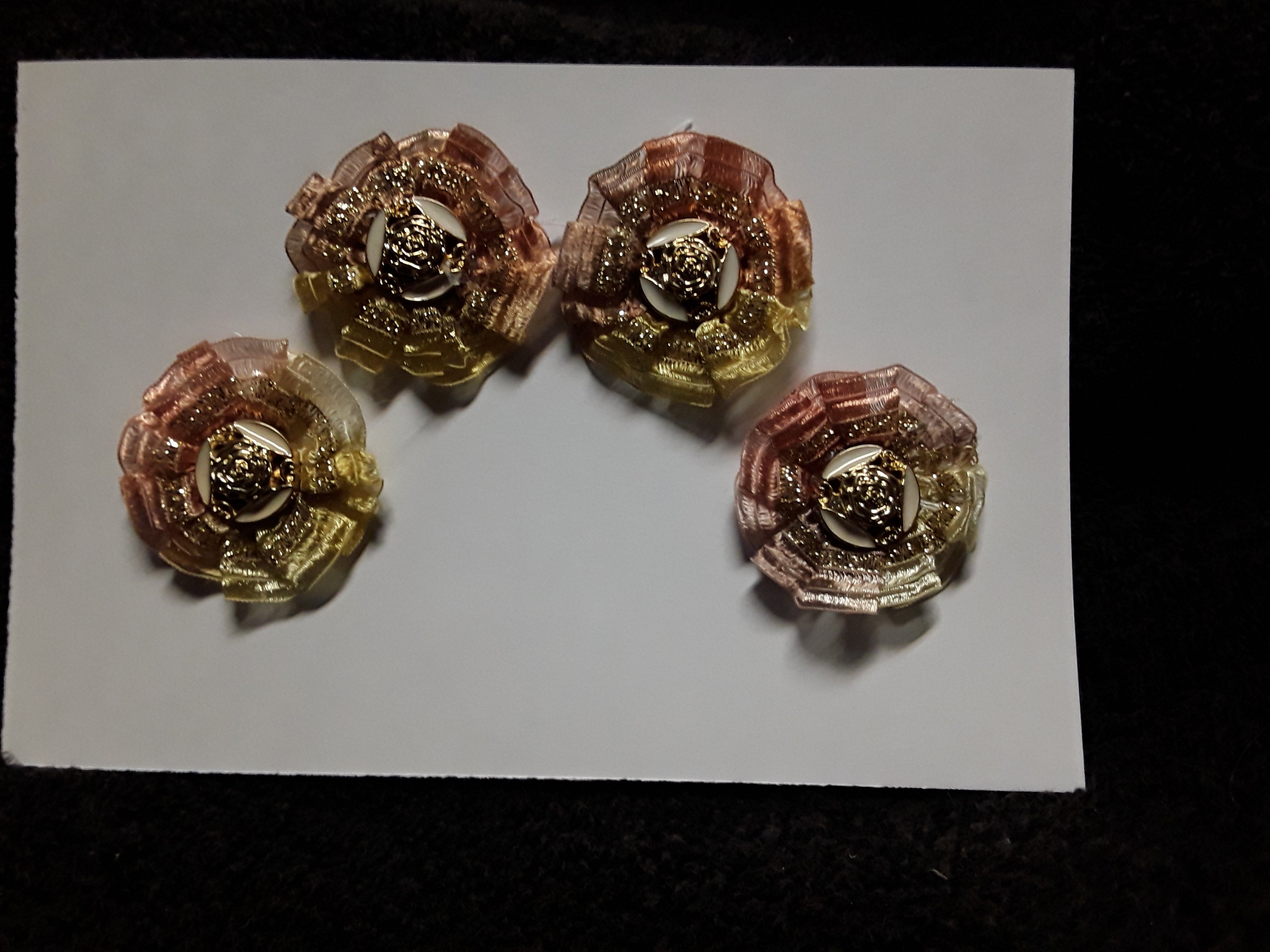 Four Little Button Flowers in Earthy Colors