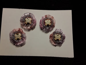 Four Precious Button Flowers in Pink