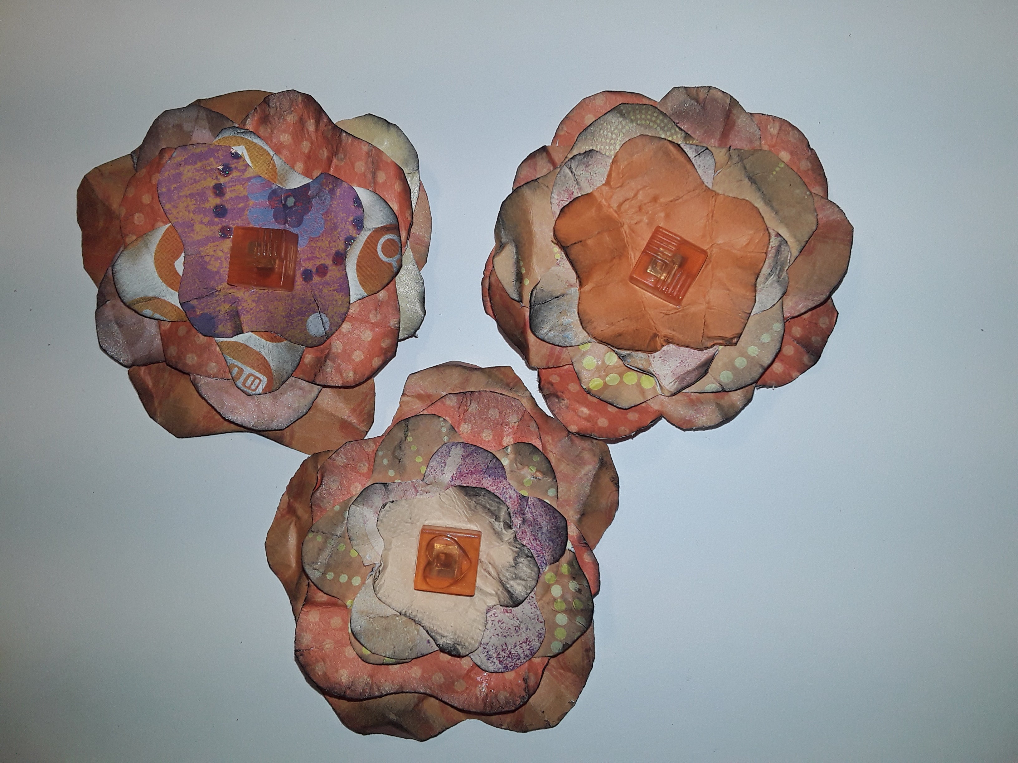 Hand-Cut Paper Flowers in Orange