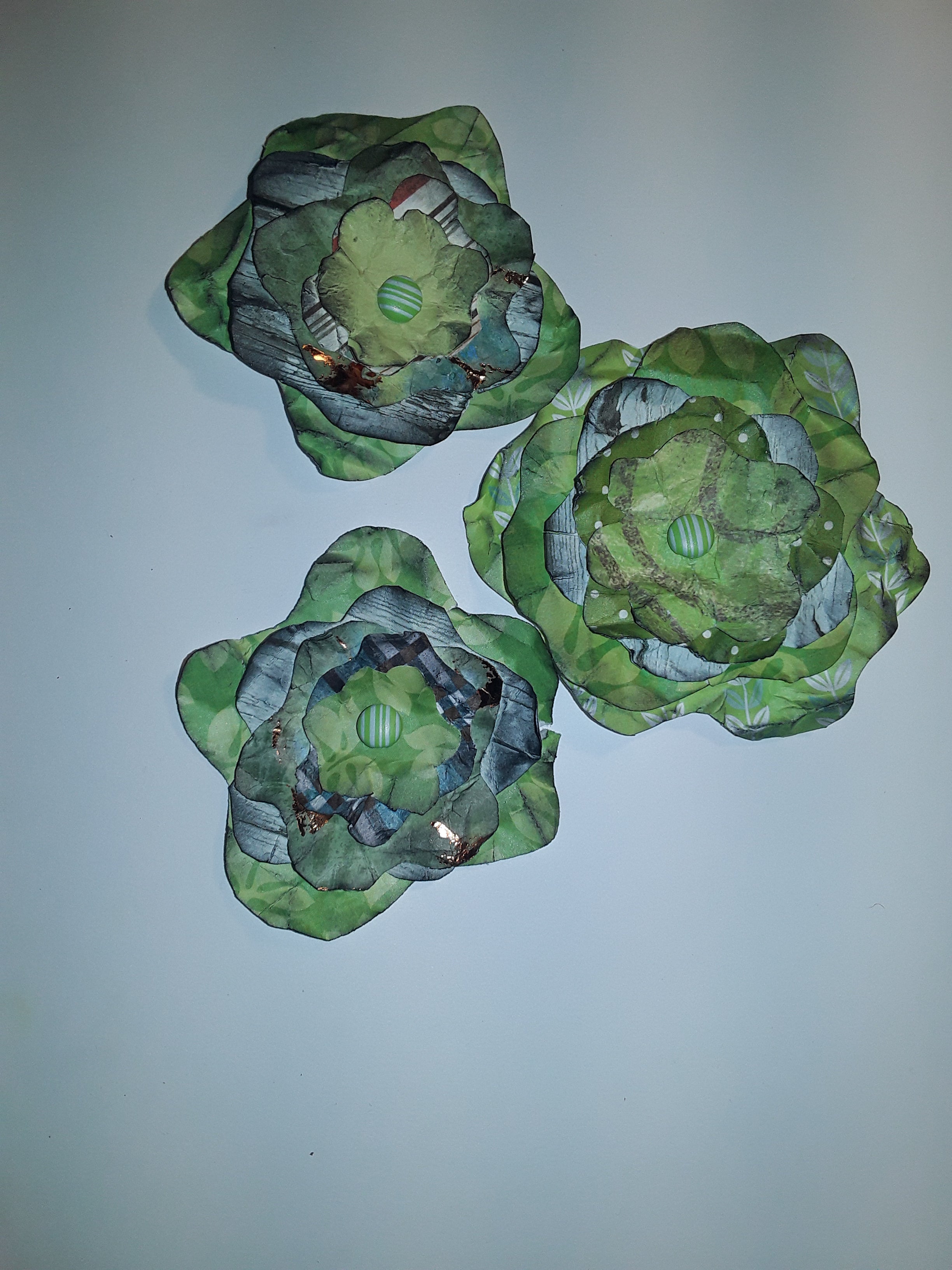 Hand-Cut Paper Flowers in Green