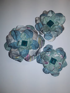 Hand-Cut Paper Flowers in Teal