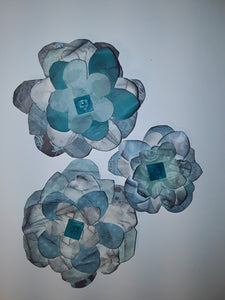 Hand-Cut Paper Flowers in Teal