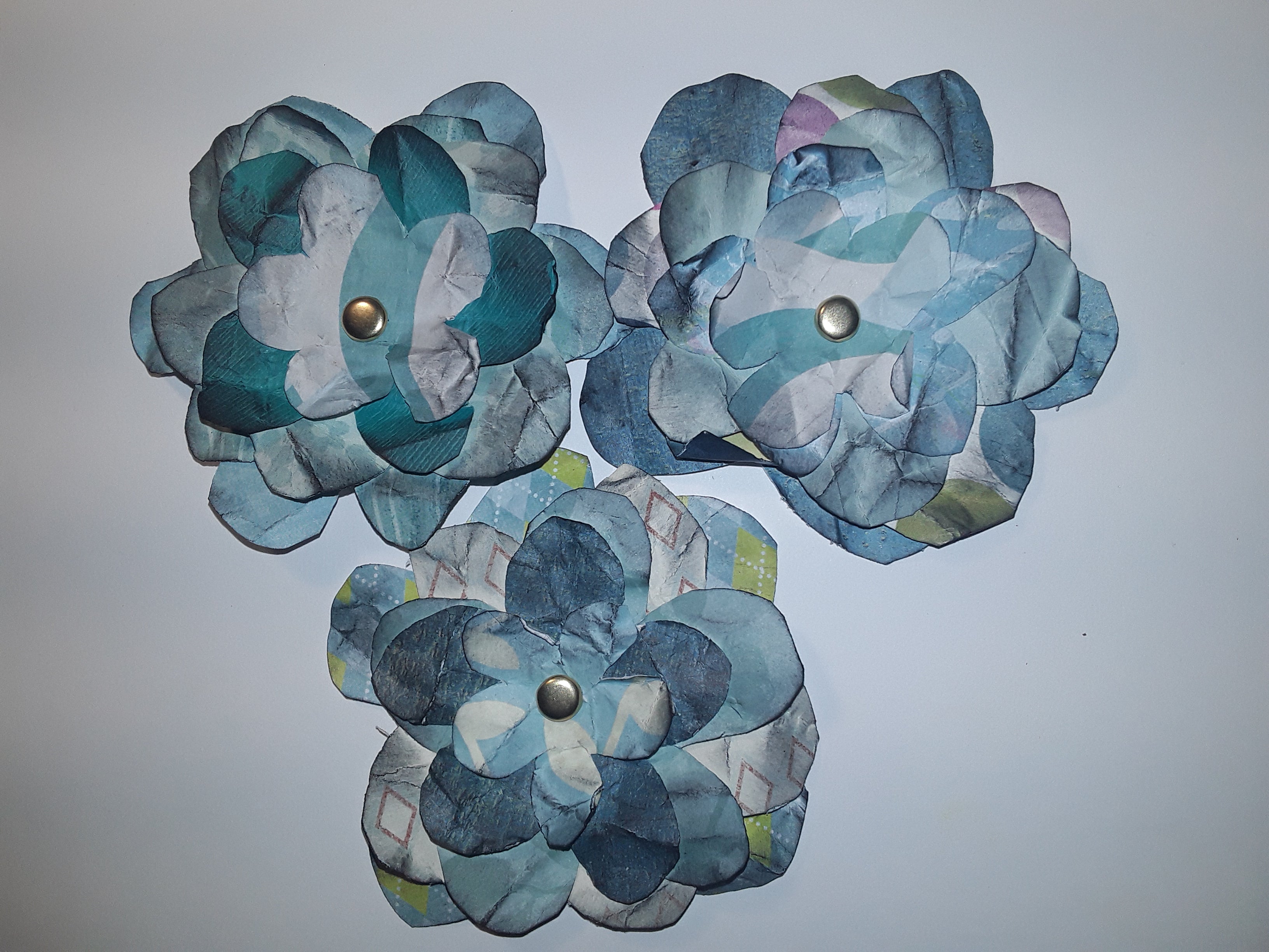 Hand-Cut Paper Flowers in Teal