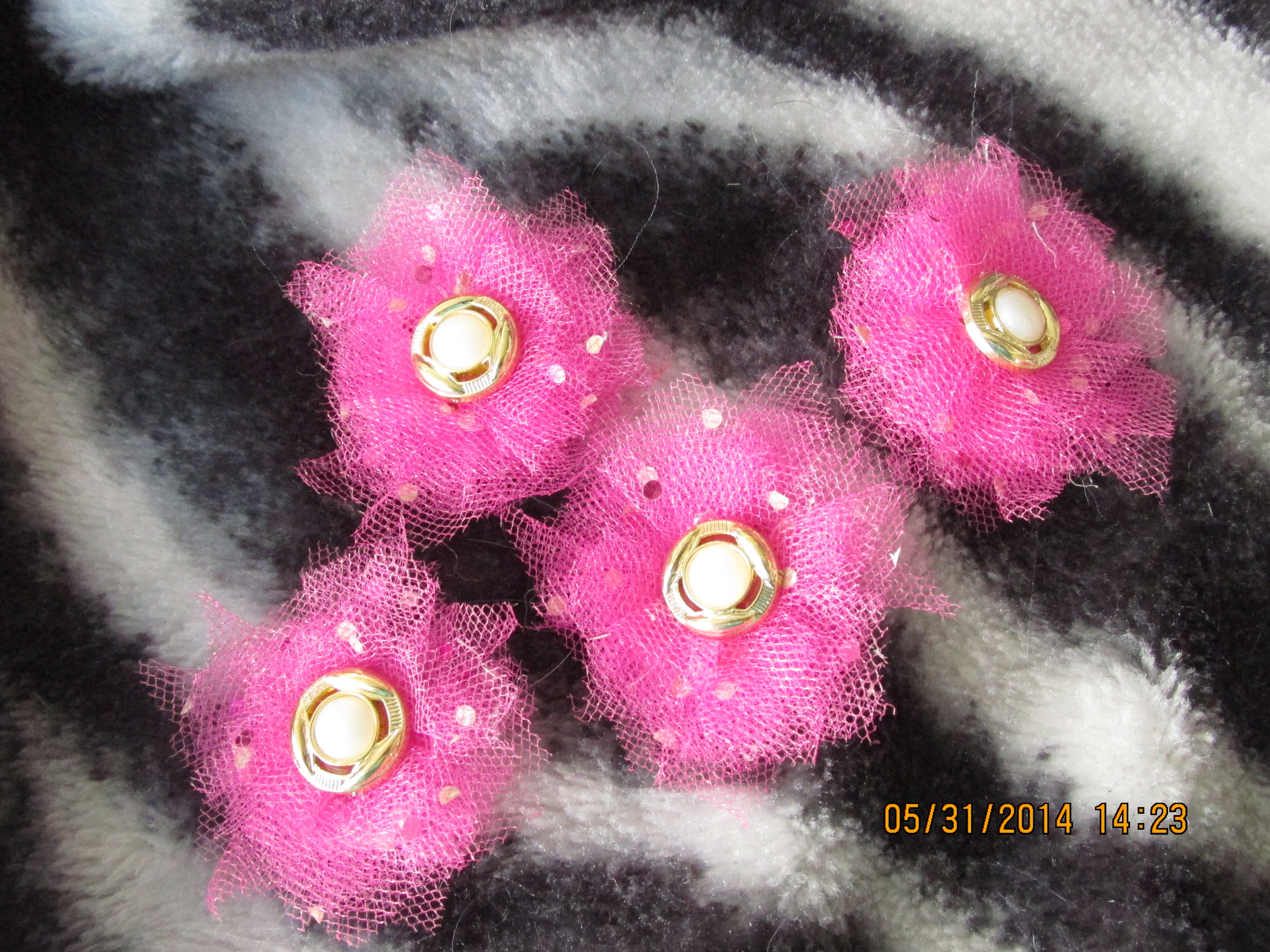 Pink Confetti Tulle Flowers