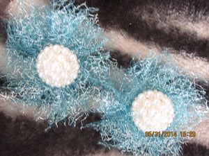 Two Teal Tulle Flowers